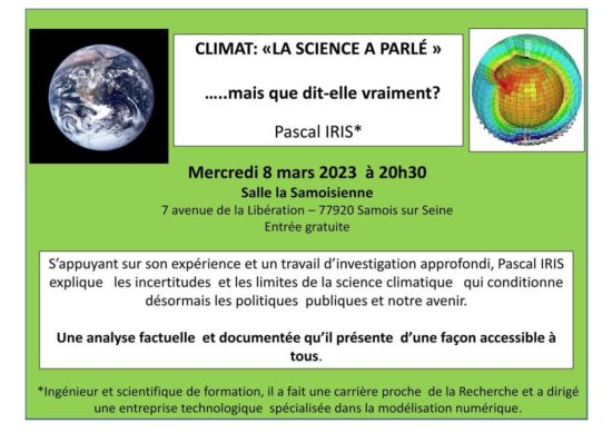 Conférence sur le climat, Pascal Iris, Samois-sur-Seine